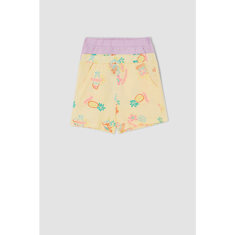 DEFACTO Girl's Combed Cotton 2-Pack Shorts