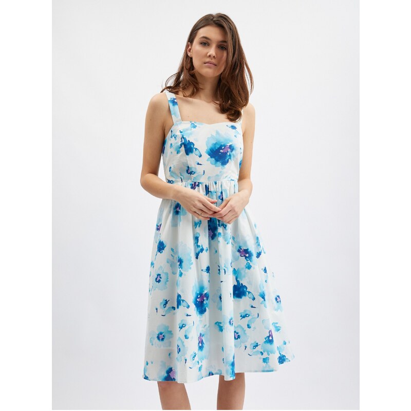 Modro-bílé dámské květované šaty ORSAY