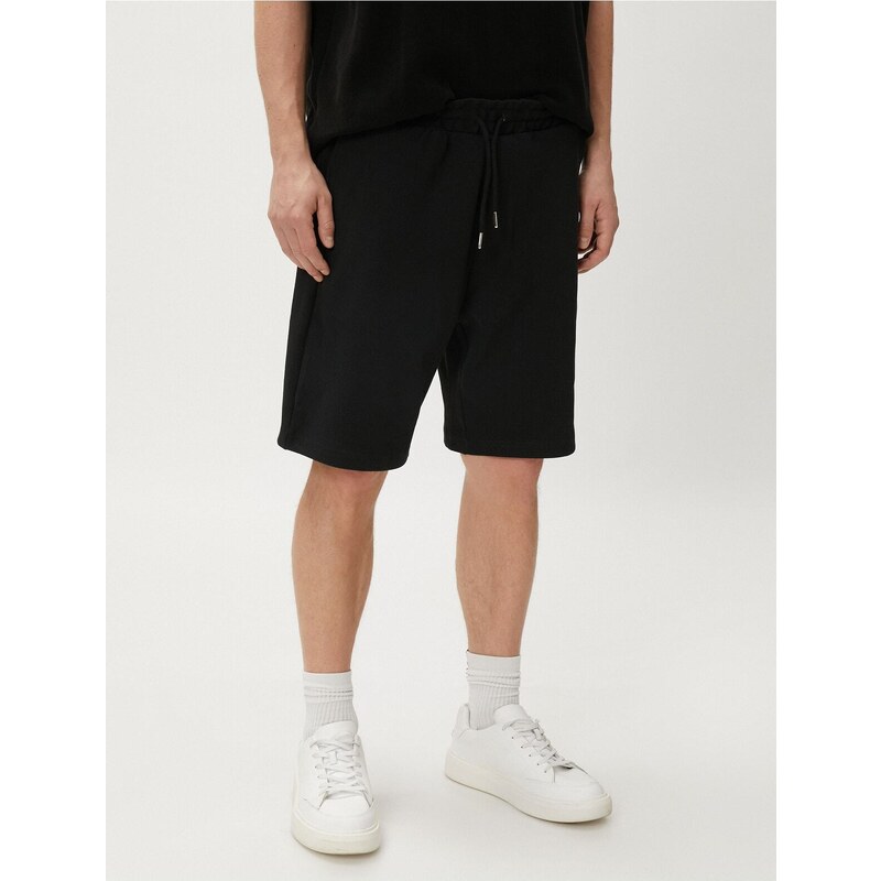 Koton Basic Bermuda Shorts with Lace-Up Waist, Pocket Detailed Slim Fit.