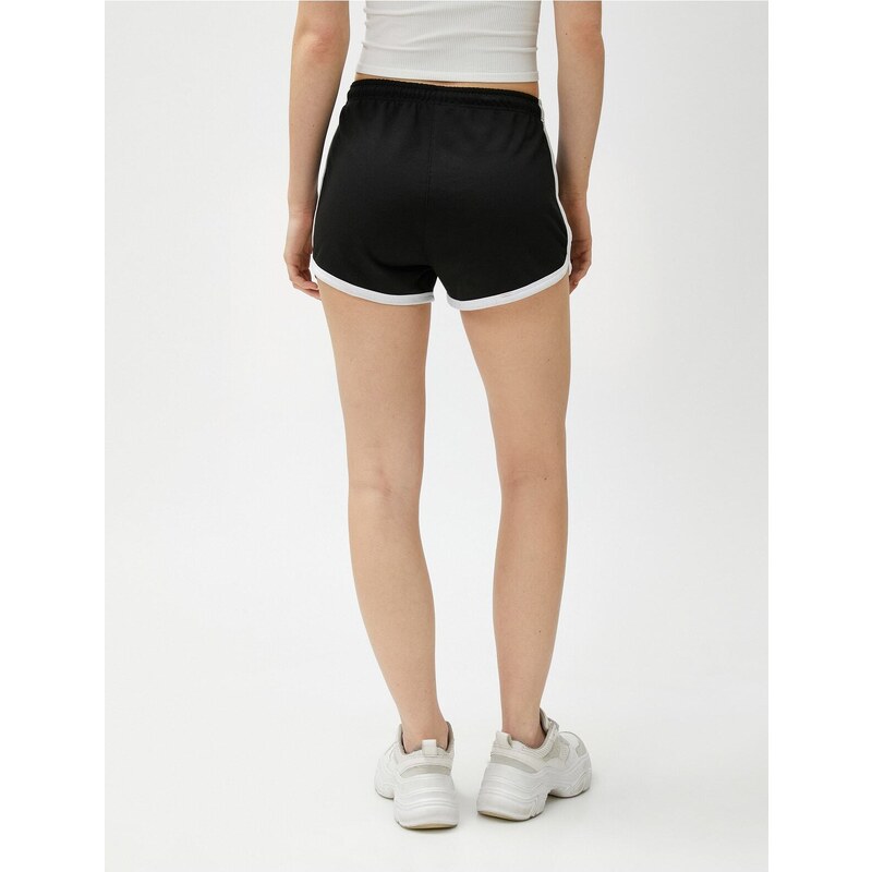 Koton Mini Shorts with Lace-Up Waist and Embroidered Pile Detail.