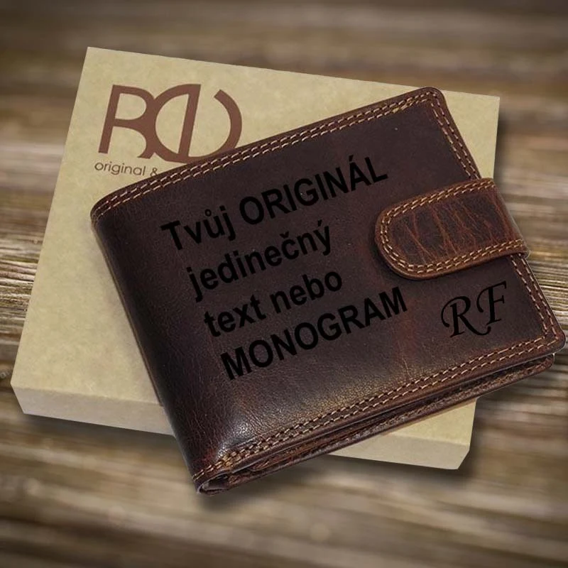 BE ORIGINAL Pánská kožená peněženka Premium Leather s monogramem a vlastním  textem - GLAMI.cz