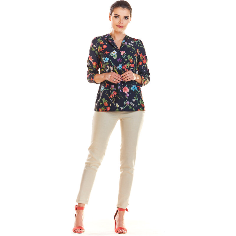 Infinite You Womans Blouse M193 Navy Blue Flowers 108305937