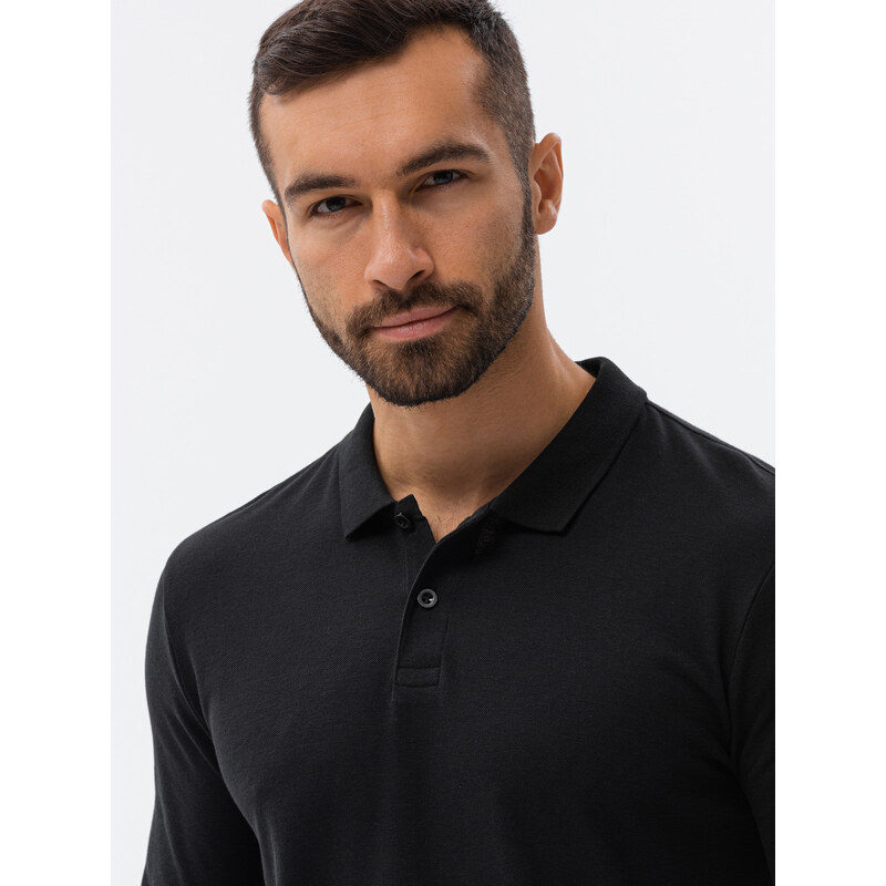 EDOTI Pánská tričko s dlouhým rukávem bez potisku 132L - černá V2