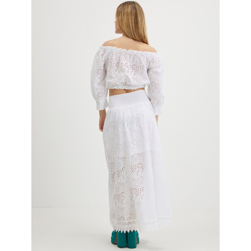 Bílá dámská vzorovaná maxi sukně Guess Rafa - Dámské