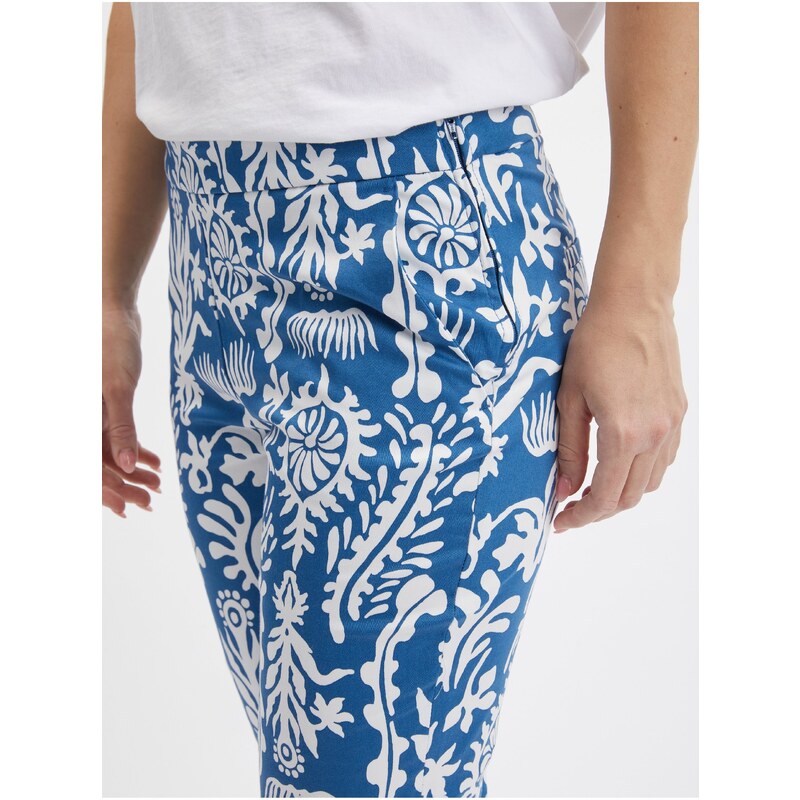 Orsay Bílo-modré dámské vzorované kalhoty - Dámské