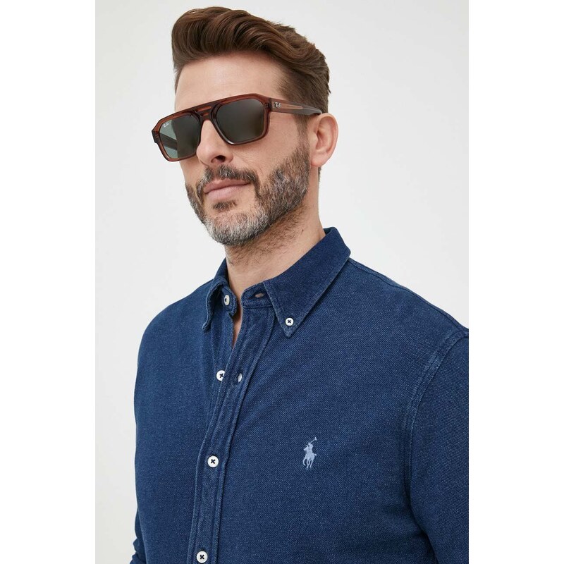 Košile Polo Ralph Lauren tmavomodrá barva, regular, s límečkem button-down