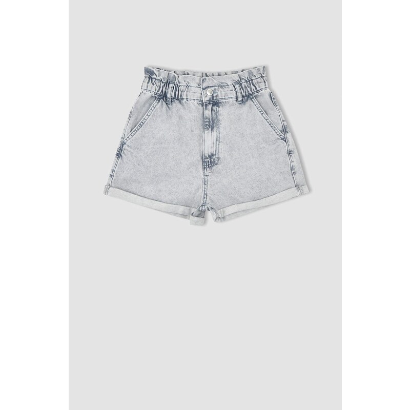 DEFACTO Paperbag Fit High Waist Mini Jean Shorts