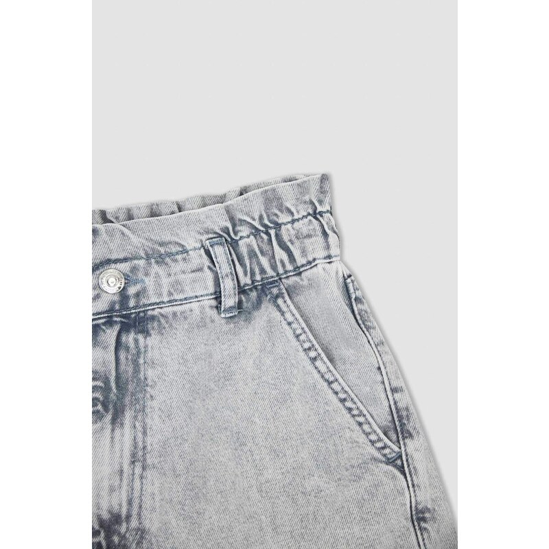 DEFACTO Paperbag Fit High Waist Mini Jean Shorts