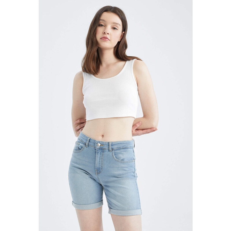 DEFACTO Slim Fit Mini Jean Short