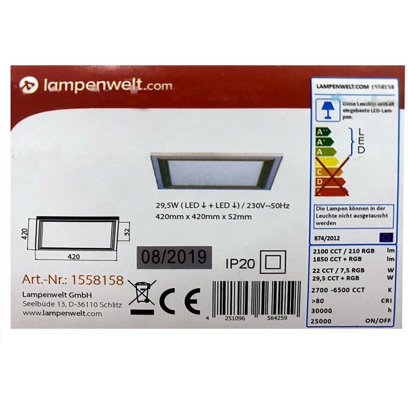 Lampenwelt Lampenwelt - LED RGBW Stmívatelné stropní svítidlo LYNN LED/29,5W/230V + DO LW0108