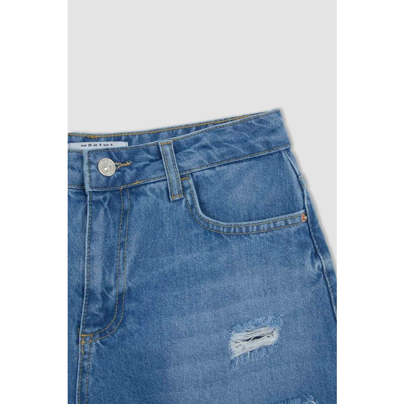 DEFACTO High Waisted Distressed Jean Short
