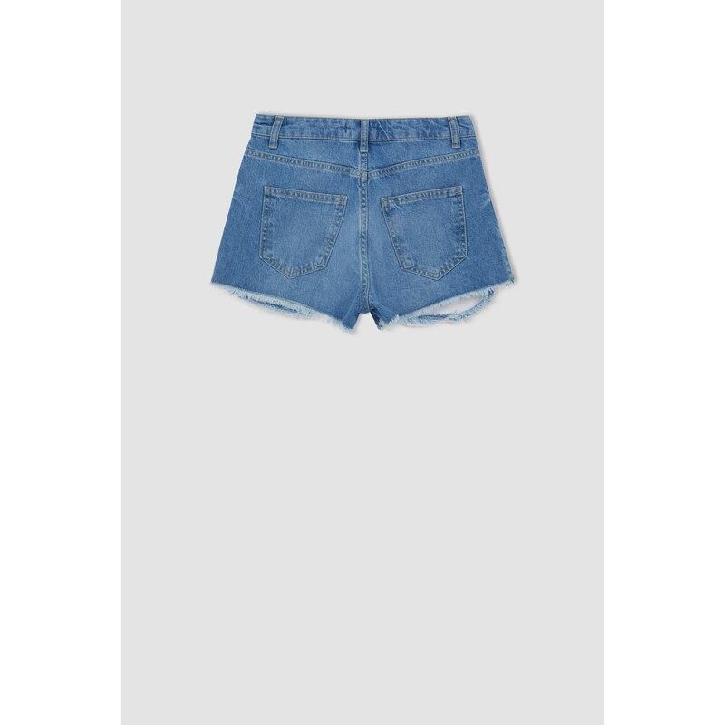 DEFACTO High Waisted Distressed Jean Short