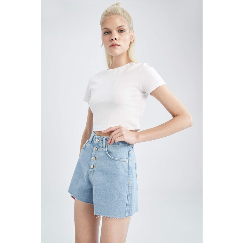 DEFACTO Mom Fit High Waisted Mini Jean Short