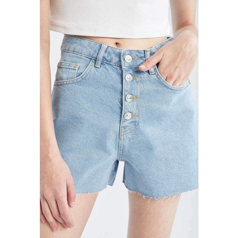 DEFACTO Mom Fit High Waisted Mini Jean Short