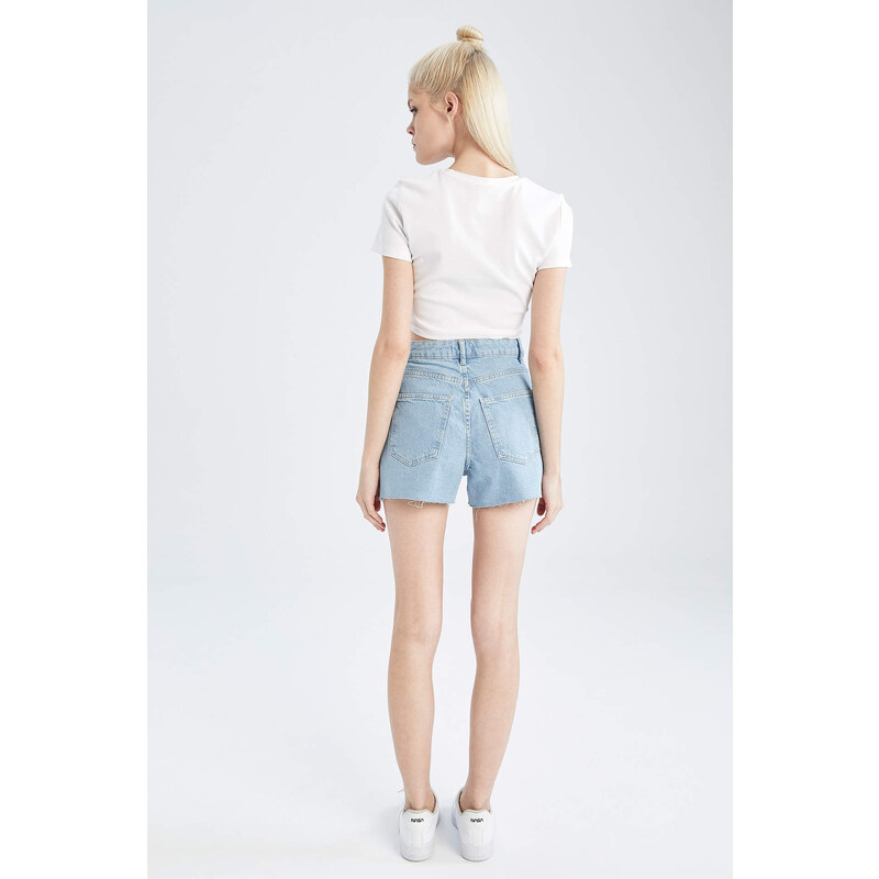 DEFACTO Mom Fit High Waisted Mini Jean Short