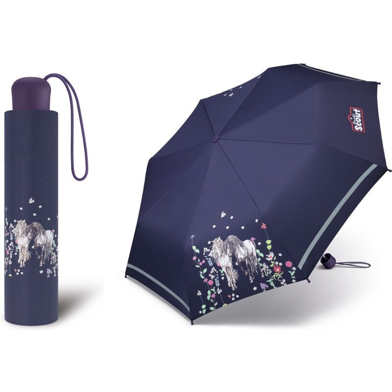 happy rain Dívčí skládací deštník Scout - Flower Horses