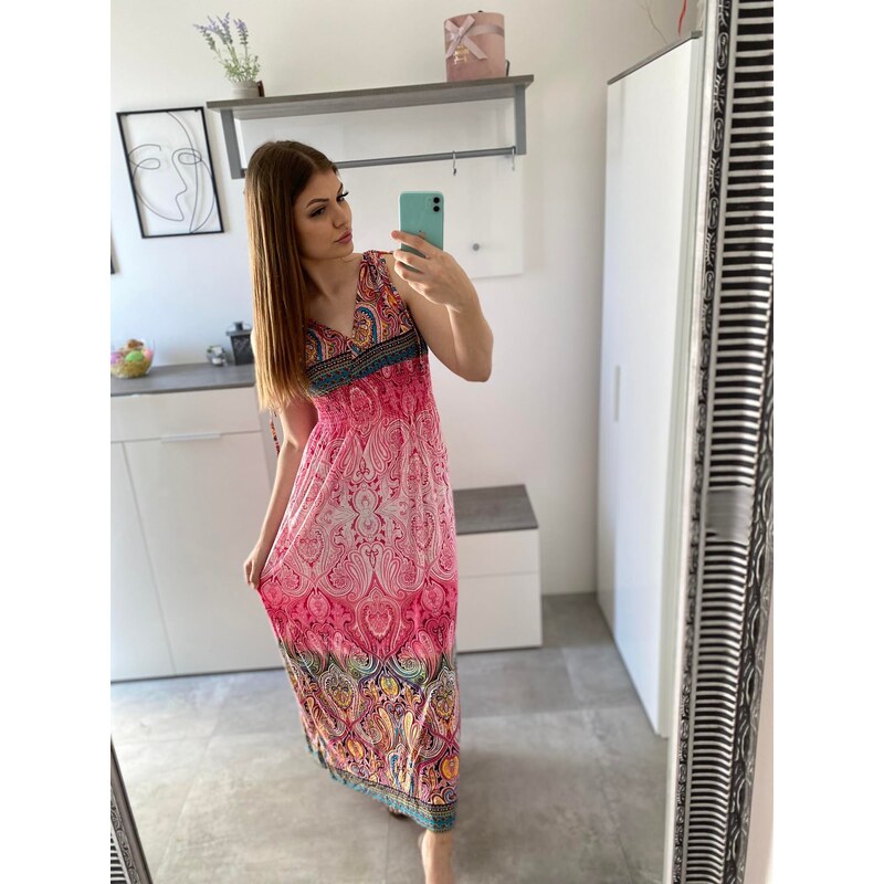 NoName Letní etno šaty MISSY růžové M/L