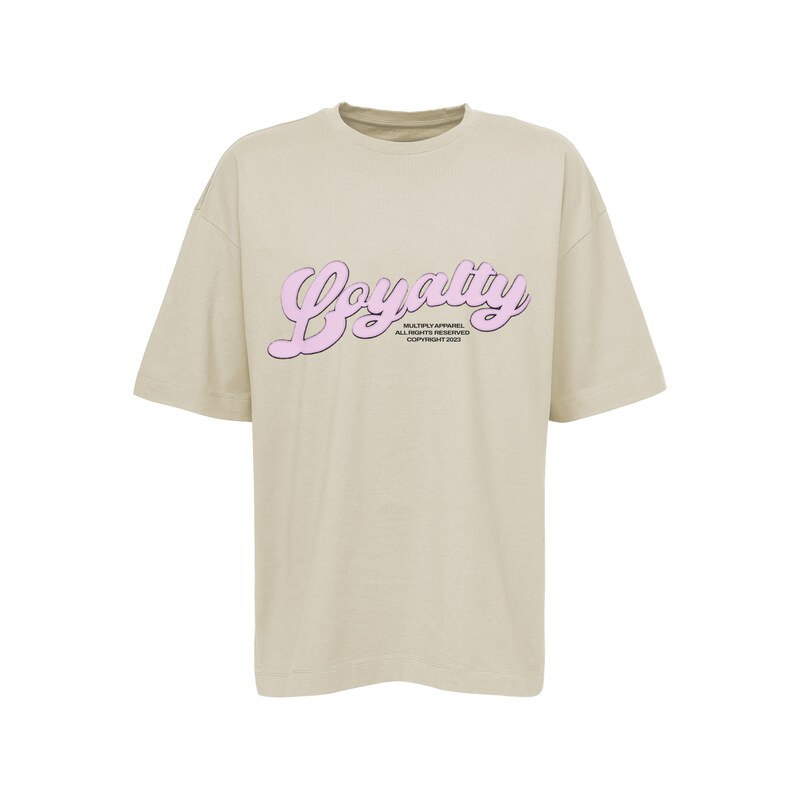 Multiply Apparel Tričko Loyalty Puff hnědá / pink / černá
