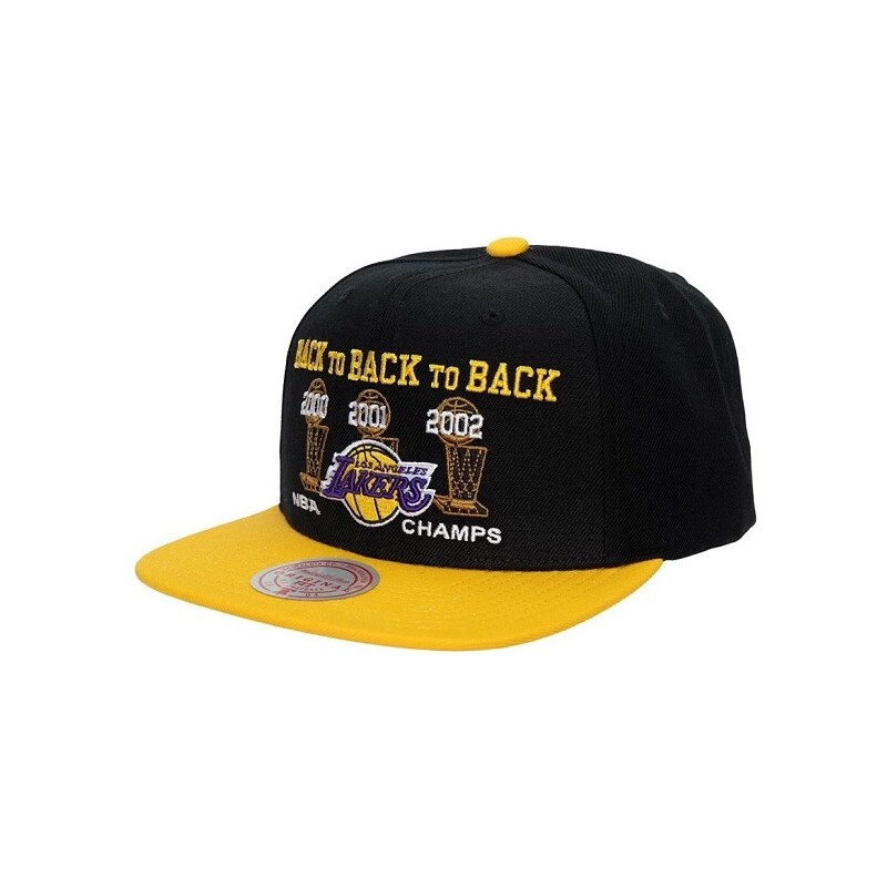 Mitchell & Ness Lakers 3-peat Snapback / Černá, Žlutá