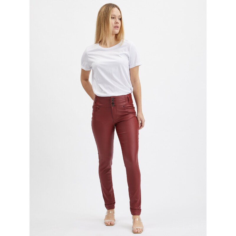 Orsay Vínové dámské skinny fit kalhoty - Dámské 107260592