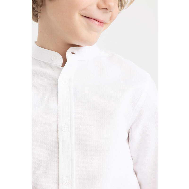 DEFACTO Boy Regular Fit Standing Collar Long Sleeve Shirt