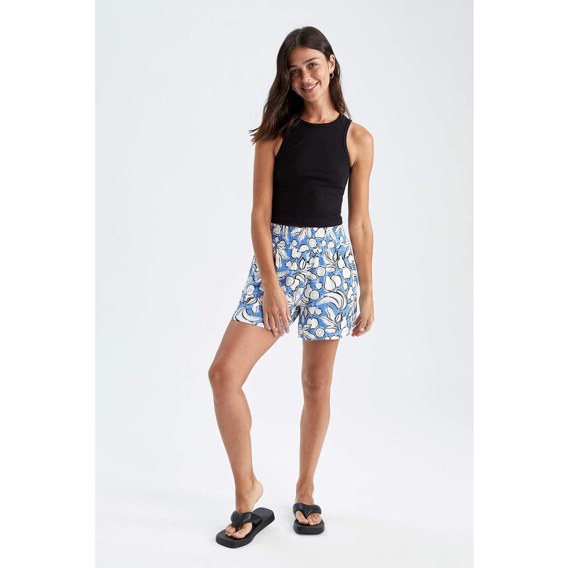 DEFACTO Relax Fit Viscose Printed Normal Waist Short