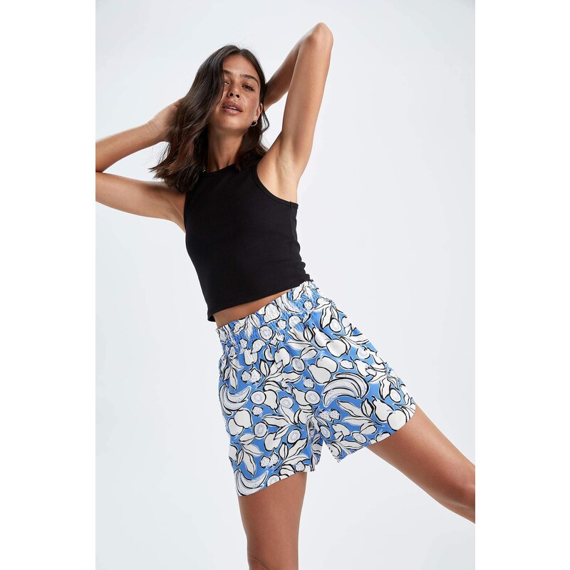 DEFACTO Relax Fit Viscose Printed Normal Waist Short