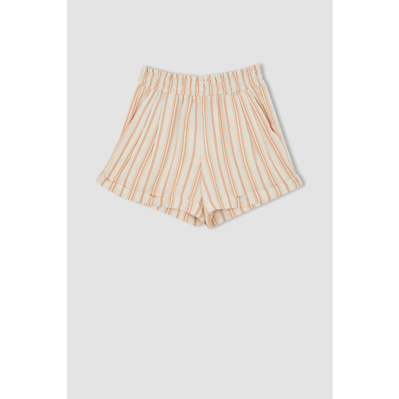 DEFACTO Relax Fit Striped Pocket Linen Shorts