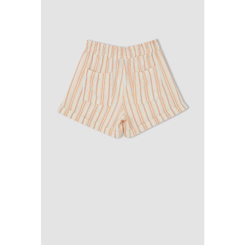 DEFACTO Relax Fit Striped Pocket Linen Shorts