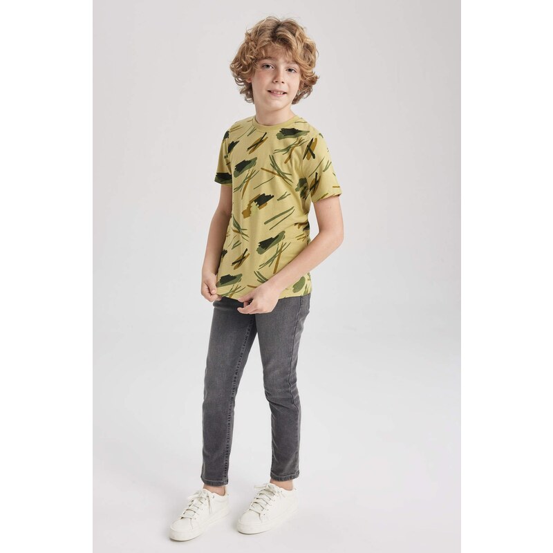 DEFACTO Boy Regular Fit Crew Neck Patterned Short Sleeve T-Shirt