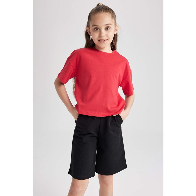 DEFACTO Girls Crop Short Sleeve T-Shirt