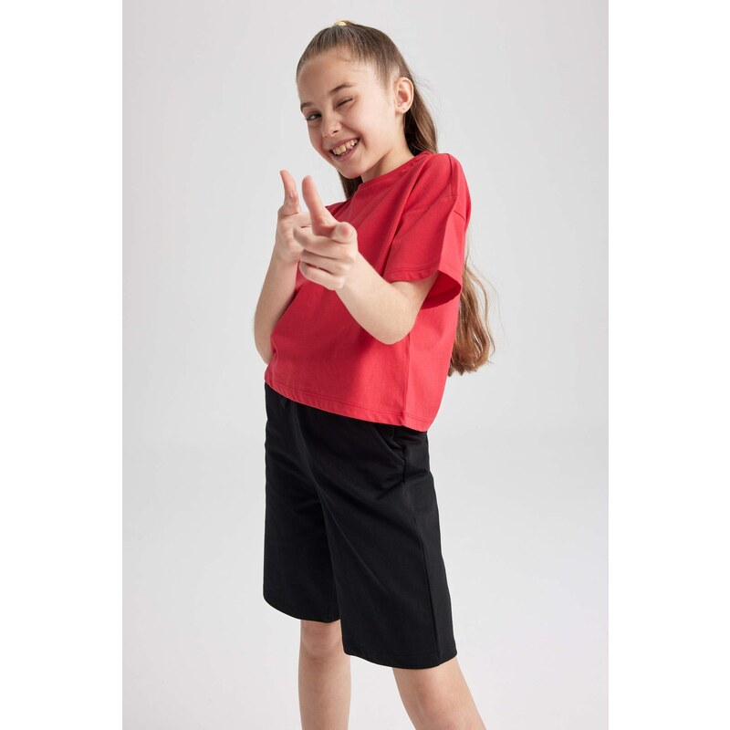 DEFACTO Girls Crop Short Sleeve T-Shirt