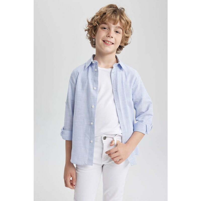 DEFACTO Boy Regular Fit Polo Neck Long Sleeve Shirt