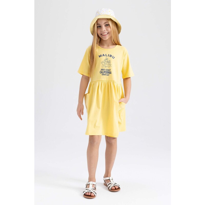 DEFACTO Girl Printed Short Sleeve Dress