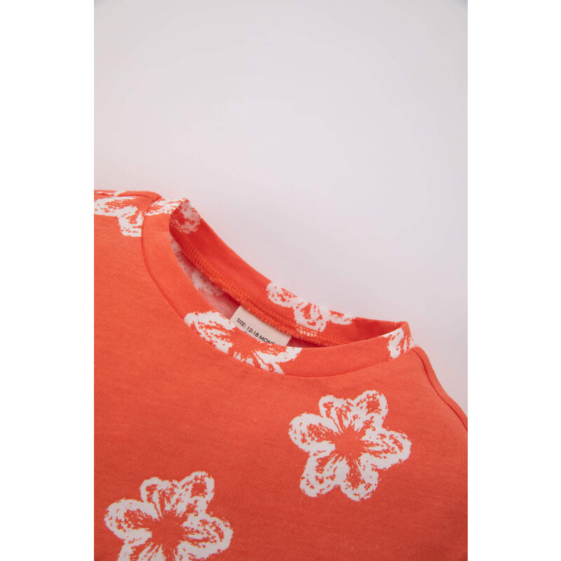 DEFACTO Baby Girl Floral Short Sleeve T-Shirt Shorts 2-Pack Set