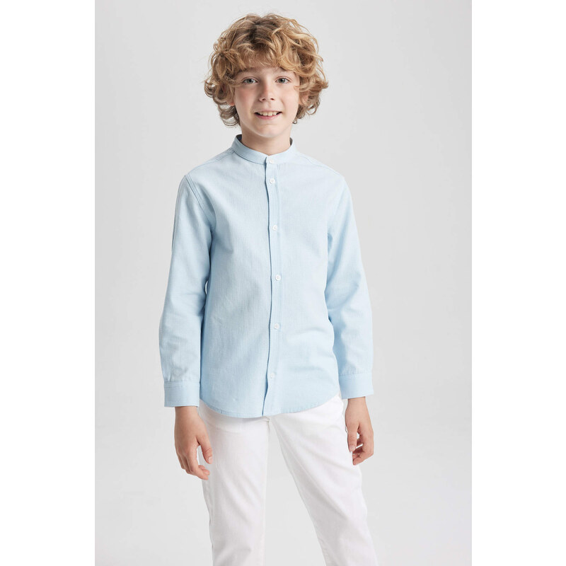 DEFACTO Boy Regular Fit Standing Collar Long Sleeve Shirt