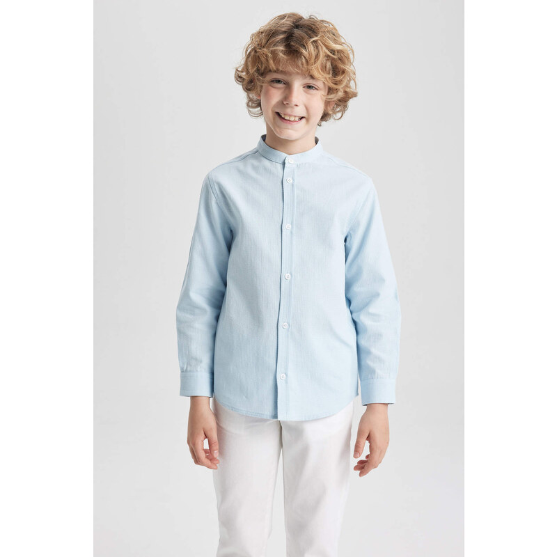 DEFACTO Boy Regular Fit Standing Collar Long Sleeve Shirt