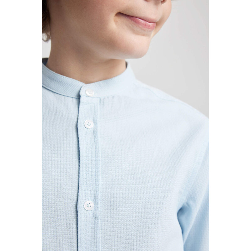 DEFACTO Boy Regular Fit Standing Collar Long Sleeve Shirt