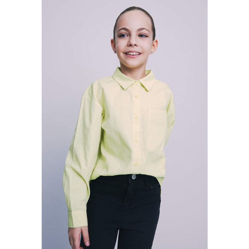 DEFACTO Girls Oversize Fit Poplin Long Sleeve Shirt