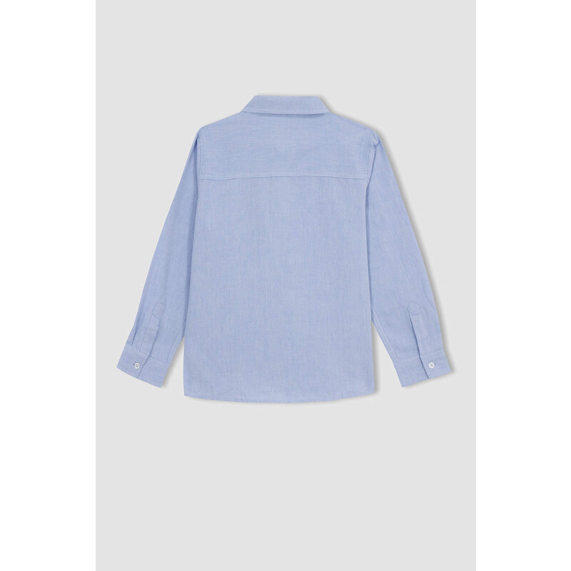DEFACTO Boy Regular Fit Polo Neck Oxford Long Sleeve Shirt