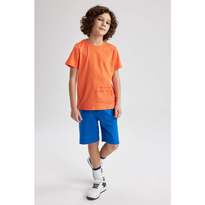 DEFACTO Boy Regular Fit Crew Neck Printed Short Sleeve T-Shirt