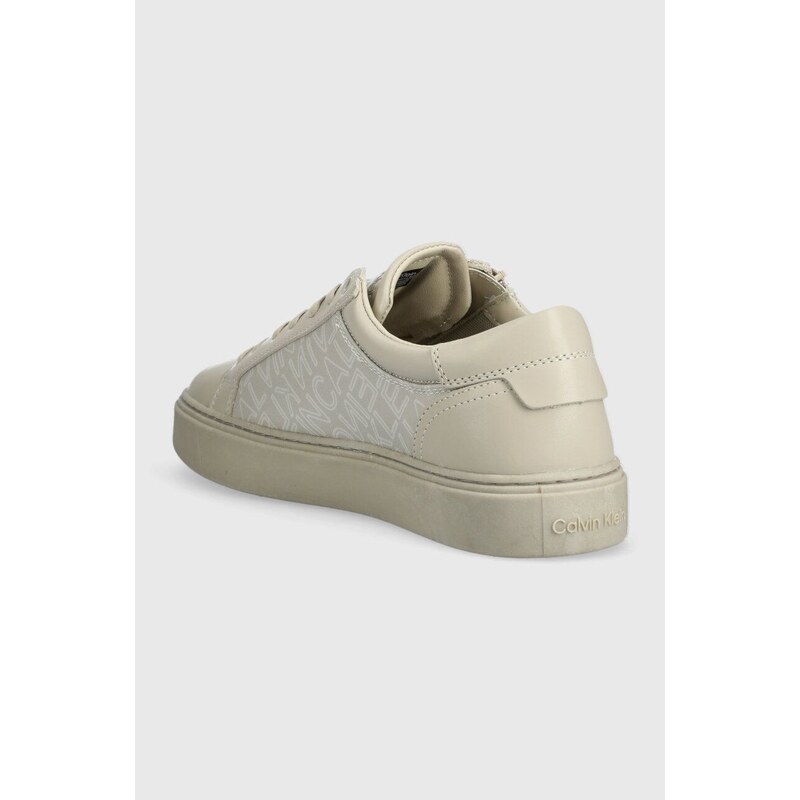 Sneakers boty Calvin Klein LOW TOP LACE UP W/ZI béžová barva, HM0HM01059