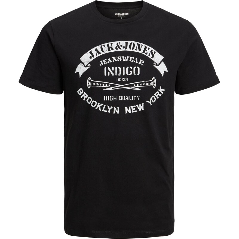 JACK & JONES Tričko Jeans černá / bílá