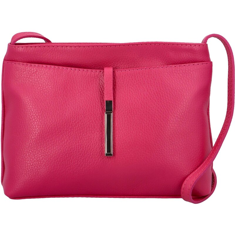 Dámská kožená crossbody kabelka fuchsiová - ItalY Eneta růžová