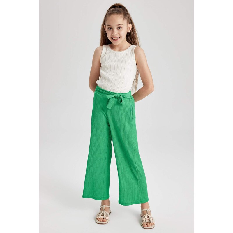 DEFACTO Girl's Wide Leg Crinkle Fabric Trousers