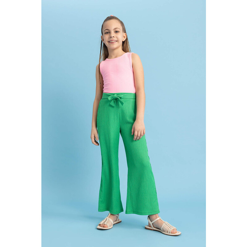 DEFACTO Girl's Wide Leg Crinkle Fabric Trousers