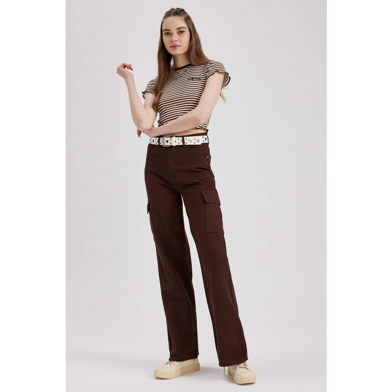 DEFACTO Wide Leg Cargo Gabardine Trousers