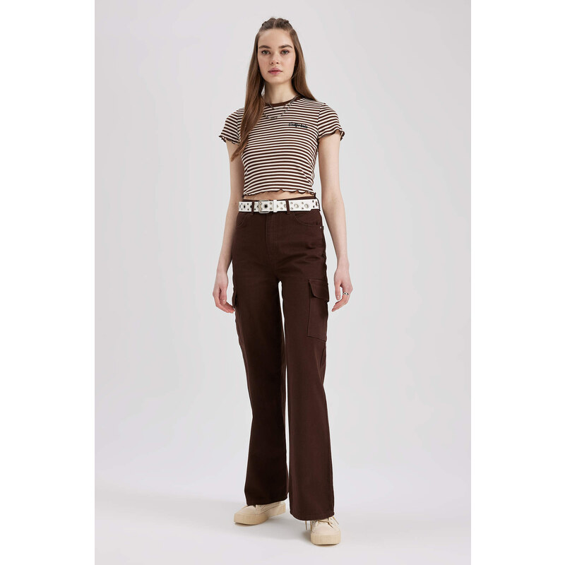 DEFACTO Wide Leg Cargo Gabardine Trousers