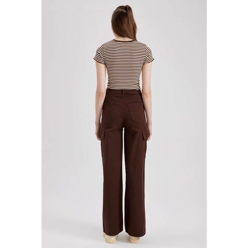 DEFACTO Wide Leg Cargo Gabardine Trousers