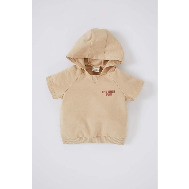 DEFACTO Baby Boy Regular Fit Slogan Printed Sweatshirt Fabric Short Sleeved T-Shirt